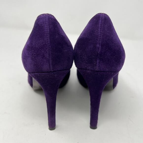 Stuart Weitzman Women's 9 Purple Suede Round Toe Pumps 4.5" Heels - Picture 5 of 10